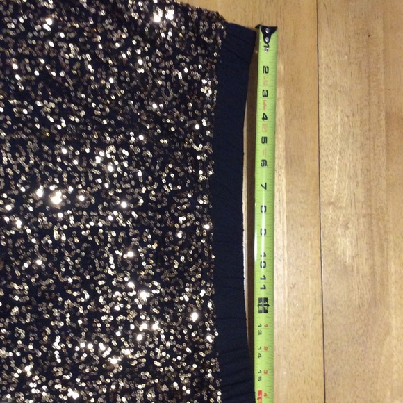 Black Gold Sequin Mini SKIRT Strapless TOP L - Picture 3 of 9